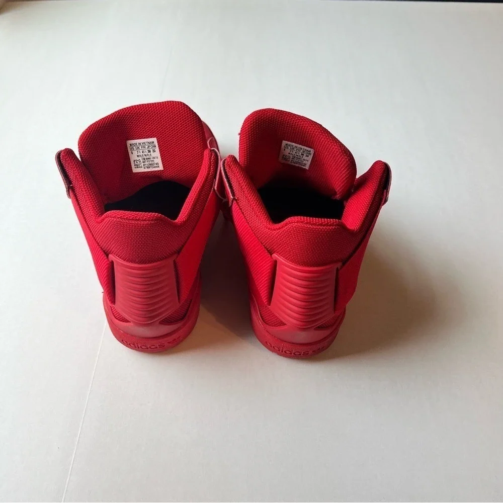 Adidas Men's 8 Red Leather High Top Basketball Sneakers